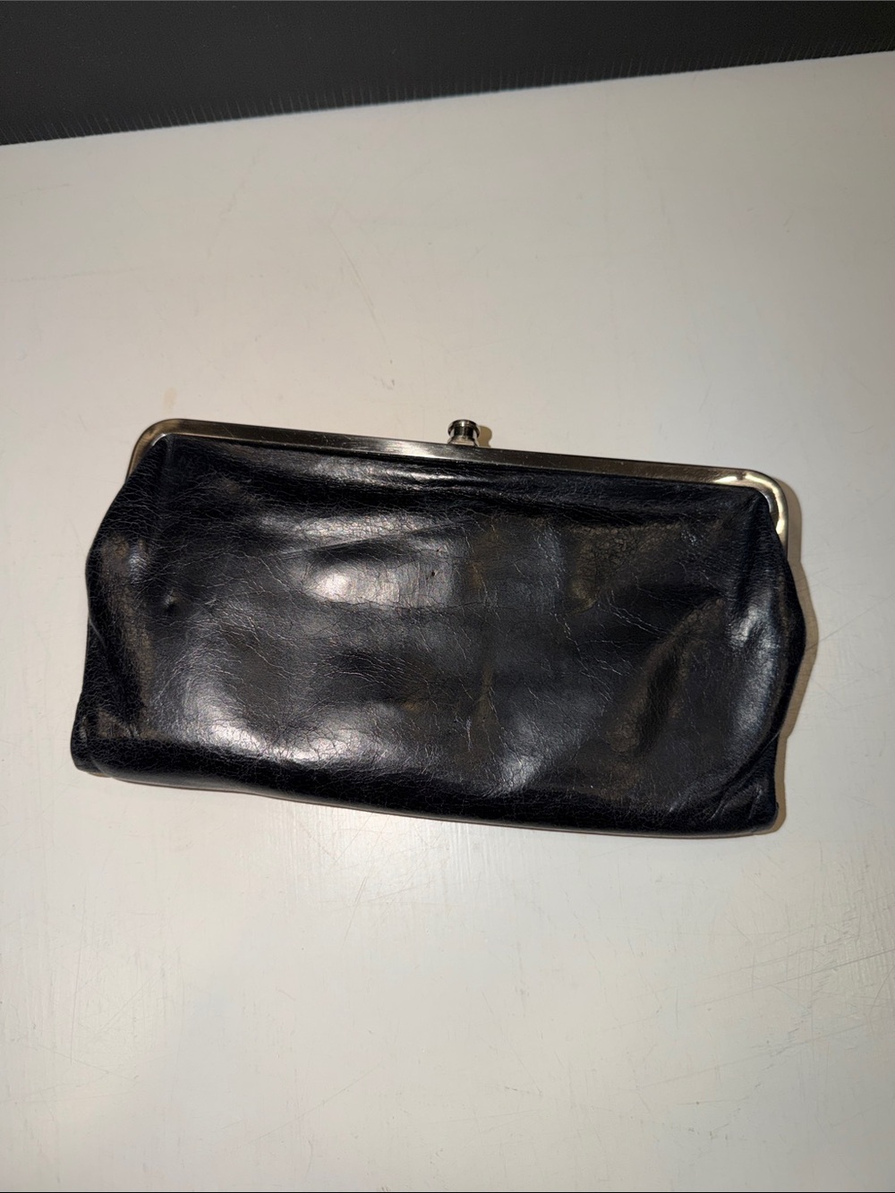 HOBO Black Leather Kiss-Lock Frame Clutch